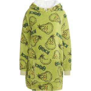 The Grinch Oversized zimní mikina Grinch Face and Lettering Mikina s kapucí zelená - Merchstore.cz