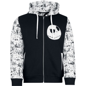 The Nightmare Before Christmas Jack Mikina s kapucí na zip cerná/bílá - Merchstore.cz