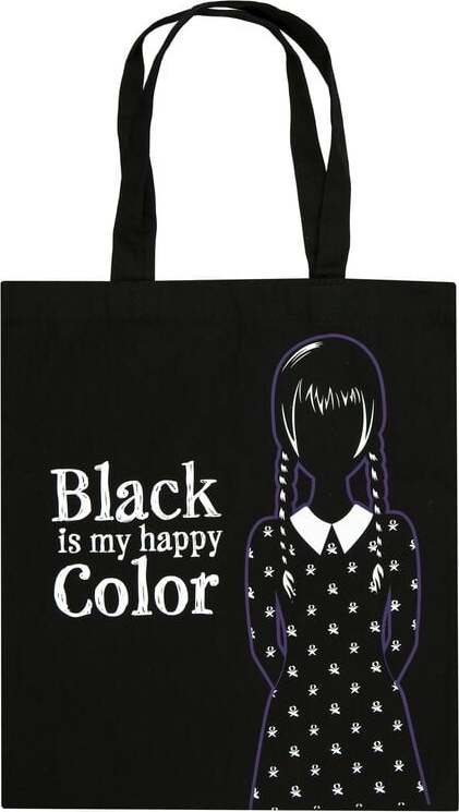 Wednesday Black Is My Happy Colour Plátená taška černá - Merchstore.cz Wednesday Black Is My Happy Colour Plátená taška černá - Merchstore.cz