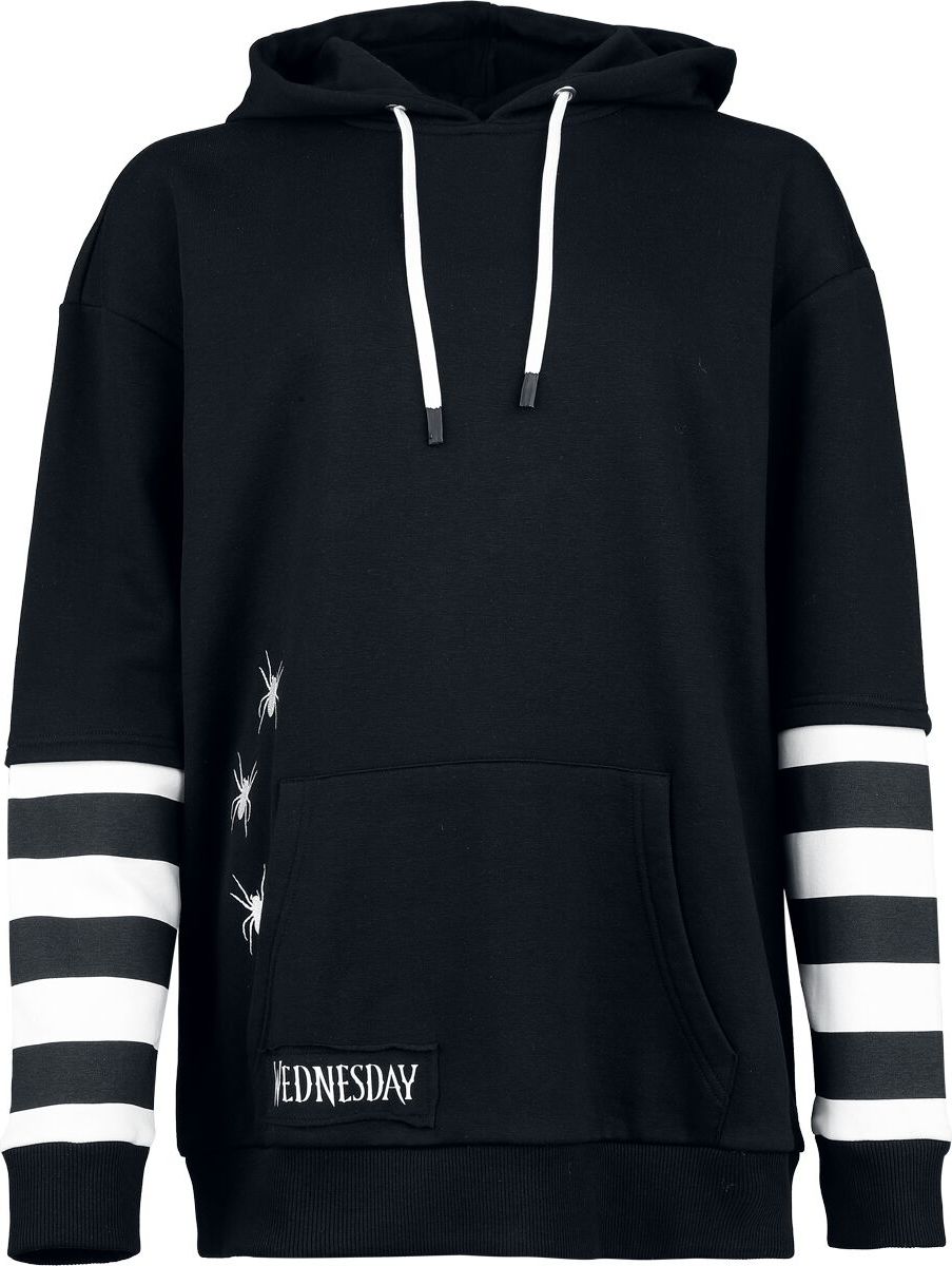 Wednesday Death And Flowers - Oversize Dámská mikina s kapucí cerná/bílá - Merchstore.cz Wednesday Death And Flowers - Oversize Dámská mikina s kapucí cerná/bílá - Merchstore.cz