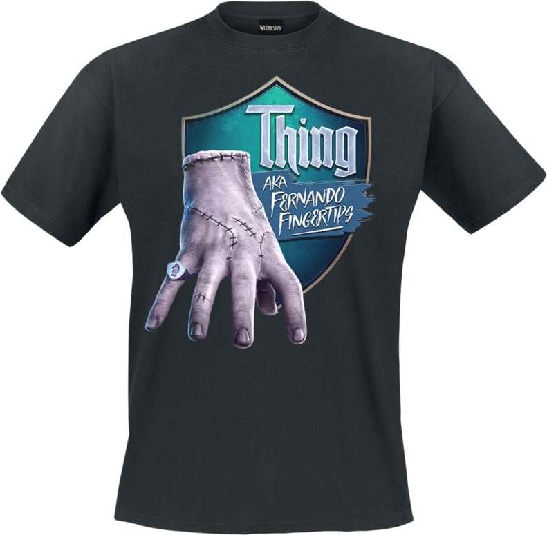 Wednesday Thing - Fernando Fintertips Tričko černá - Merchstore.cz