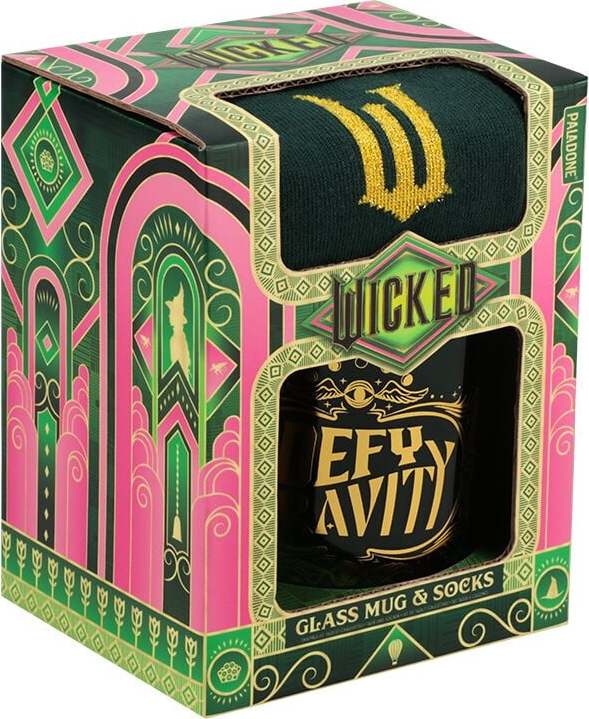 Wicked Geschenkbox - Glasbecher plus Socken - Elphaba - Defy Gravity sklenený hrnek sada vícebarevný - Merchstore.cz Wicked Geschenkbox - Glasbecher plus Socken - Elphaba - Defy Gravity sklenený hrnek sada vícebarevný - Merchstore.cz