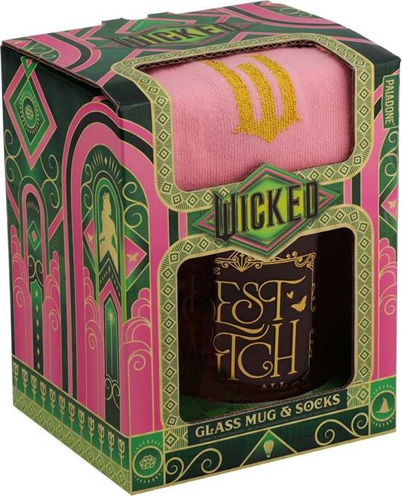 Wicked Geschenkbox - Glasbecher plus Socken - Glinda - The Best Witch Of All sklenený hrnek sada vícebarevný - Merchstore.cz