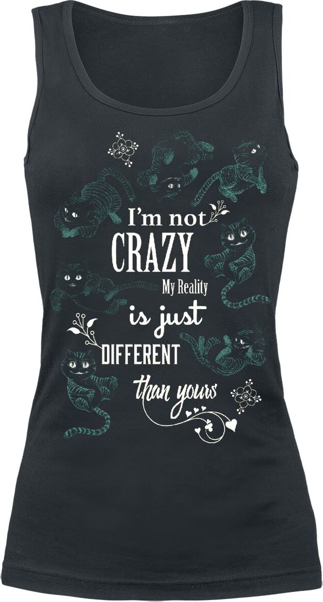 Alice in Wonderland Grinsekatze - I'm Not Crazy Dámský top černá - Merchstore.cz