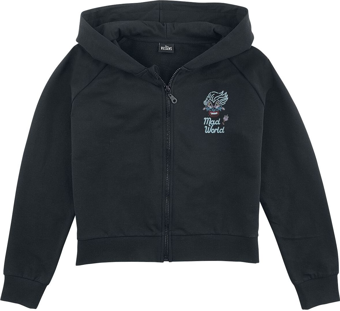 Ariel - Malá mořská víla Kids - Ursula - Mad World detská mikina s kapucí na zip černá - Merchstore.cz