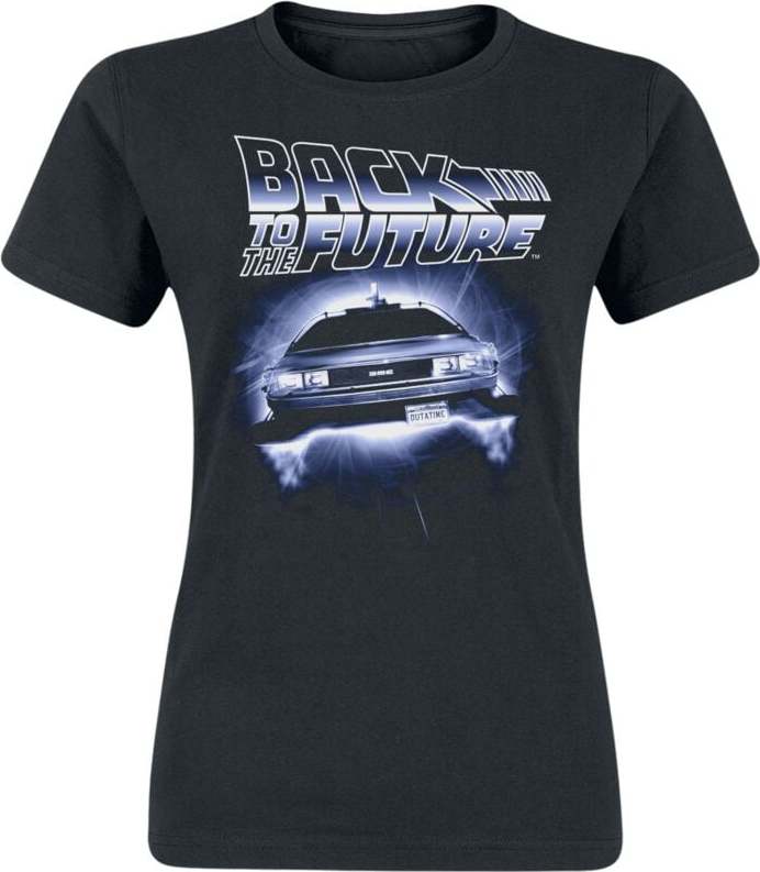 Back To The Future Flying Delorean Dámské tričko černá - Merchstore.cz Back To The Future Flying Delorean Dámské tričko černá - Merchstore.cz