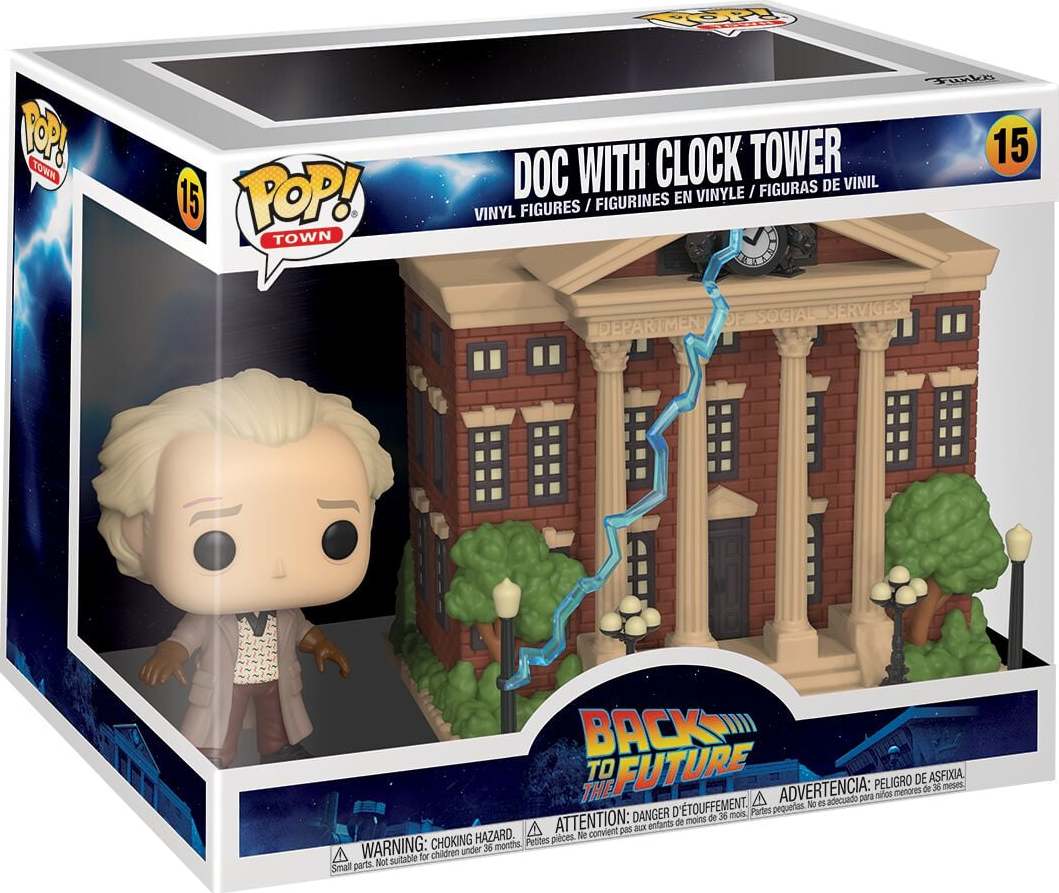 Back To The Future Vinylová figurka č. 15 Doc with Clock Tower (Pop! Town) Sberatelská postava standard - Merchstore.cz