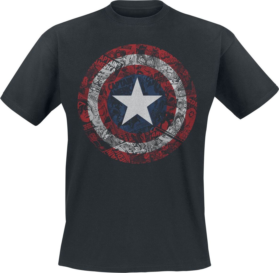 Captain America Comic Shield Tričko černá - Merchstore.cz