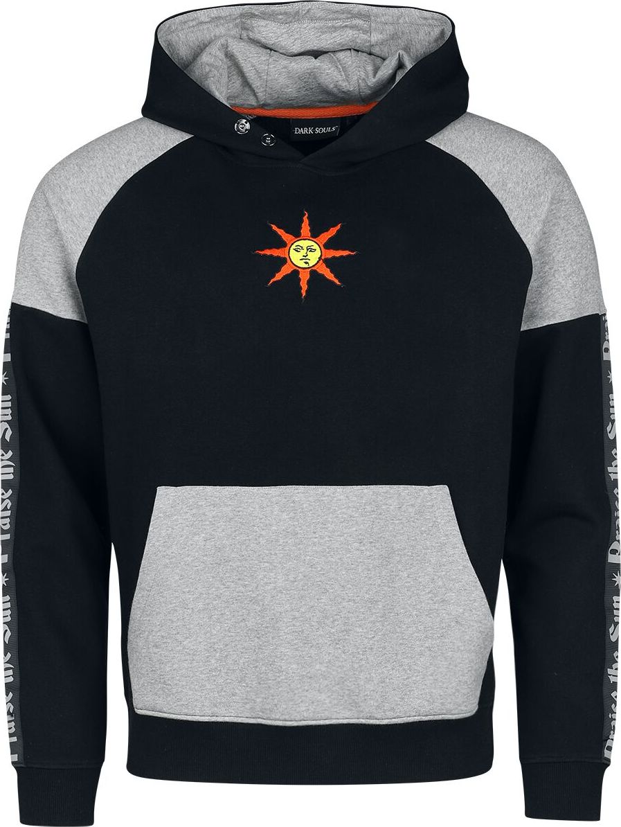 Dark Souls Solaire von Astora Mikina s kapucí skvrnitá černá / šedá - Merchstore.cz