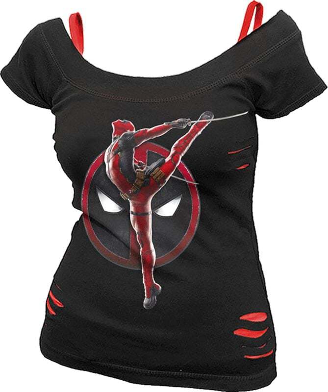 Deadpool Deadpool - Pose - 2 in1 Red Ripped Top Dámské tričko černá - Merchstore.cz