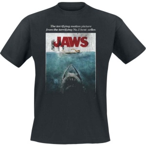 Der weisse Hai JAWS Washed Poster Tričko černá