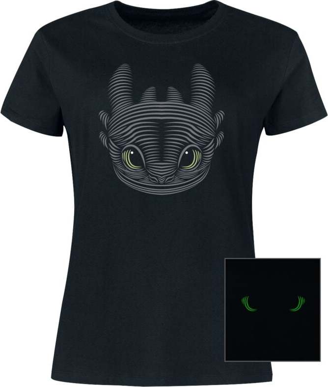 Drachenzähmen leicht gemacht Toothless - svítí v tmě Dámské tričko černá - Merchstore.cz