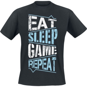 Gaming-Sprüche Eat Sleep Game Repeat Tričko černá