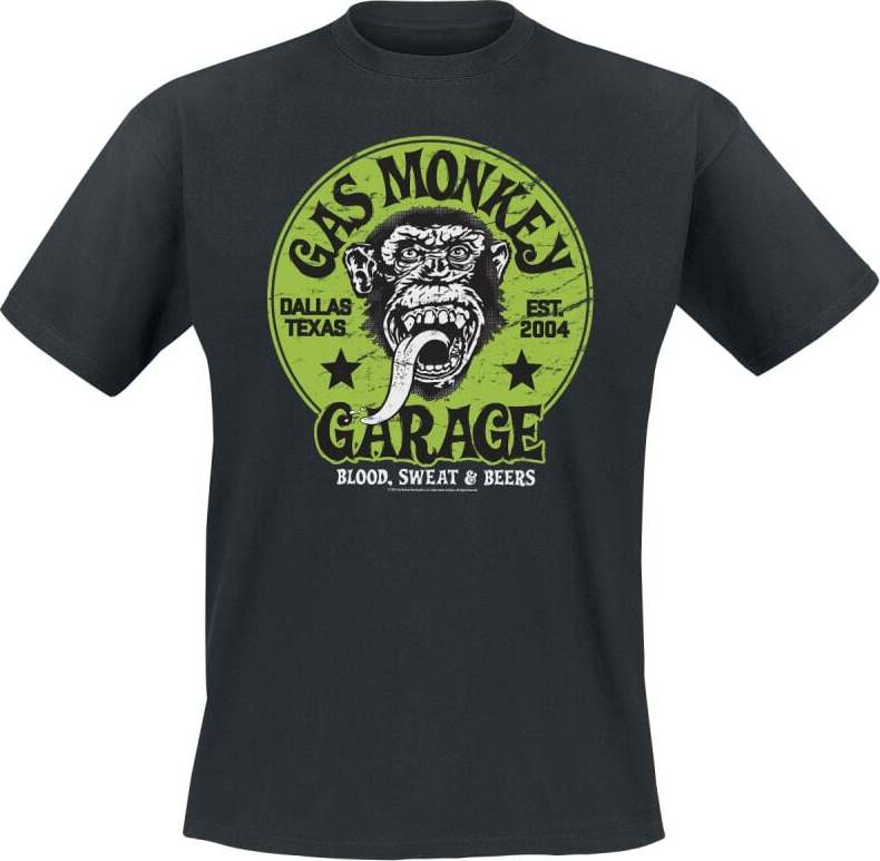 Gas Monkey Garage Green Logo Tričko černá - Merchstore.cz Gas Monkey Garage Green Logo Tričko černá - Merchstore.cz