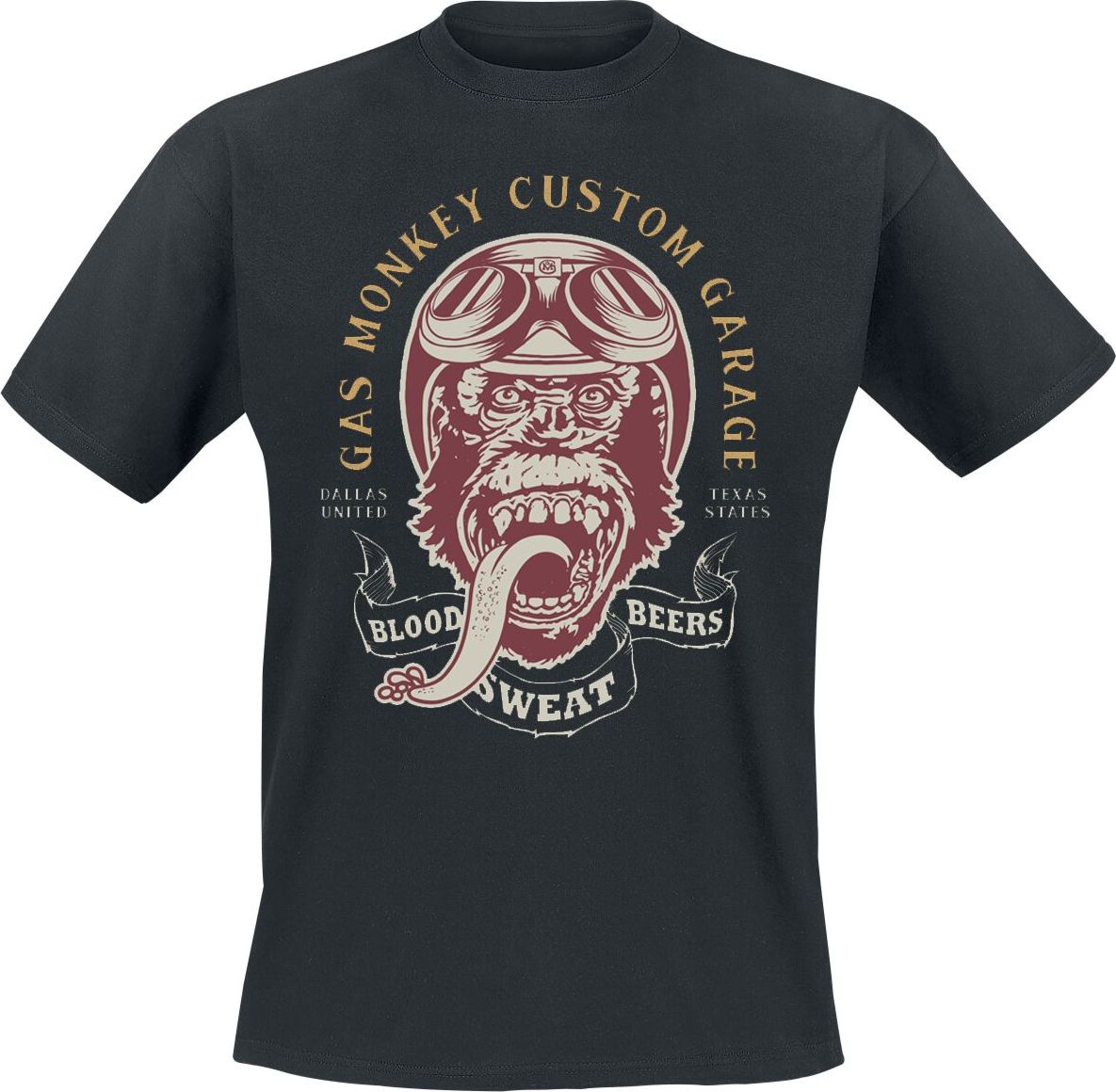 Gas Monkey Garage Vintage Monkey Tričko černá - Merchstore.cz Gas Monkey Garage Vintage Monkey Tričko černá - Merchstore.cz