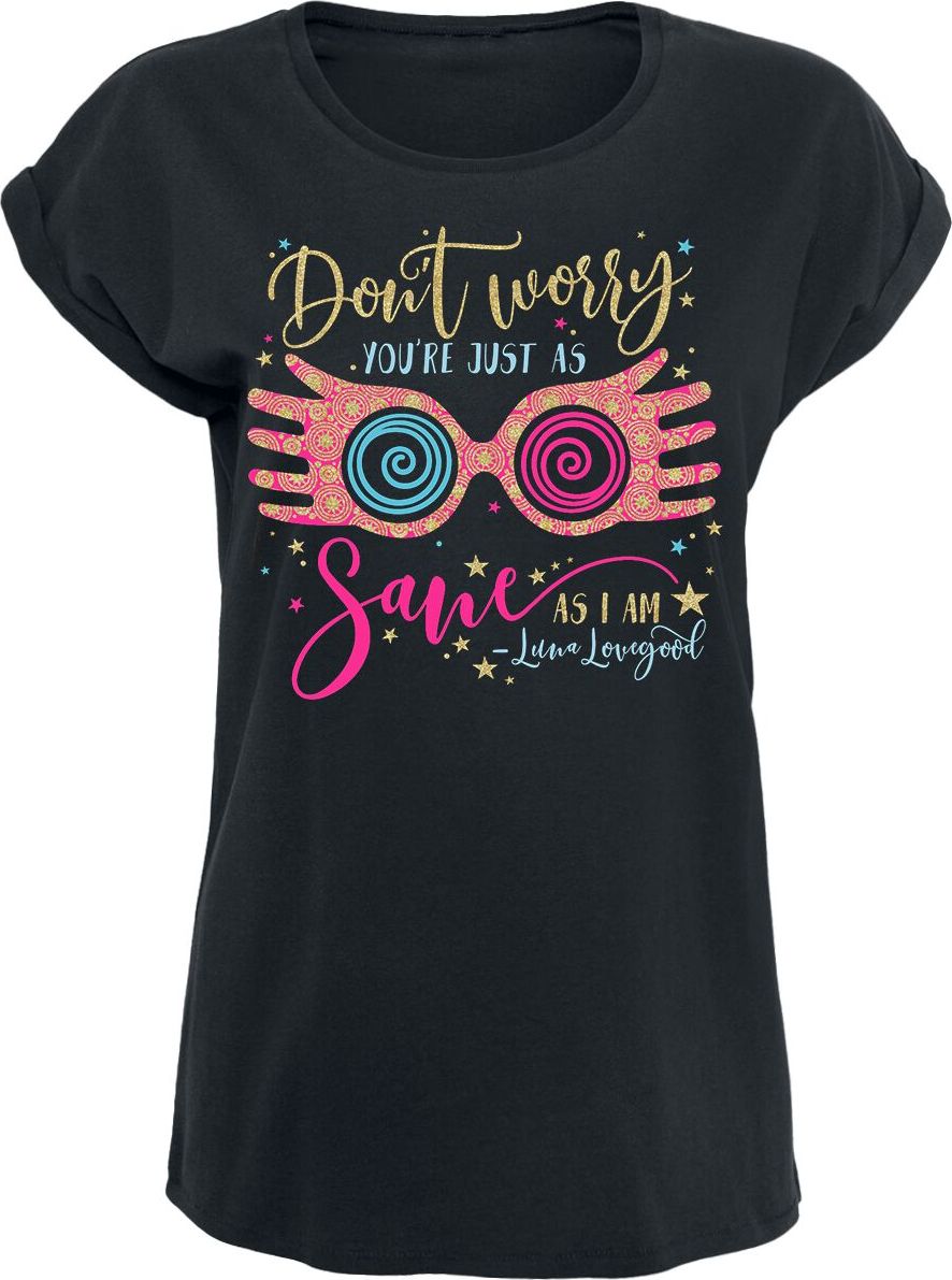 Harry Potter Don't Worry - Luna Lovegood Dámské tričko černá - Merchstore.cz