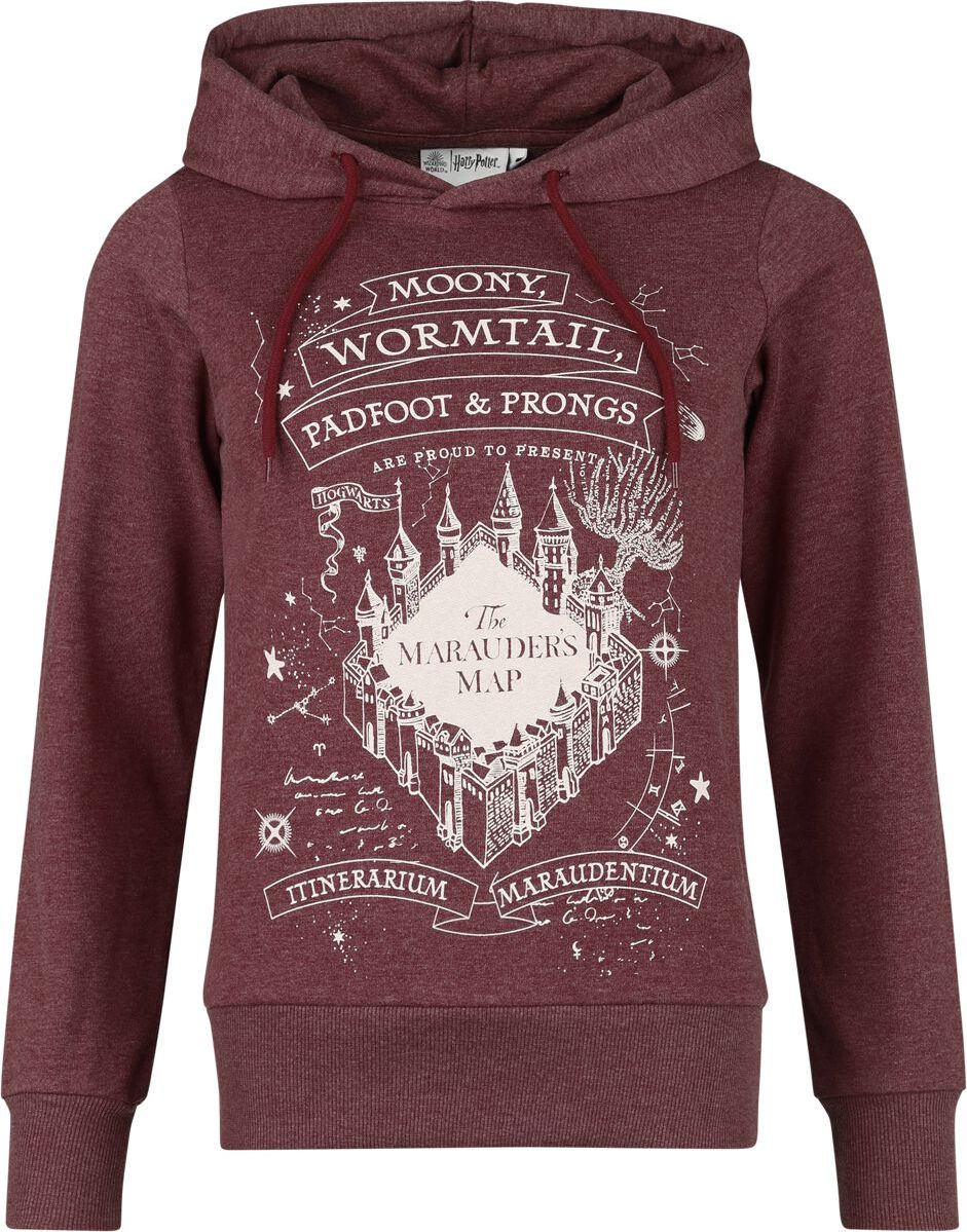 Harry Potter Marauder's Map Mikina s kapucí bordová - Merchstore.cz