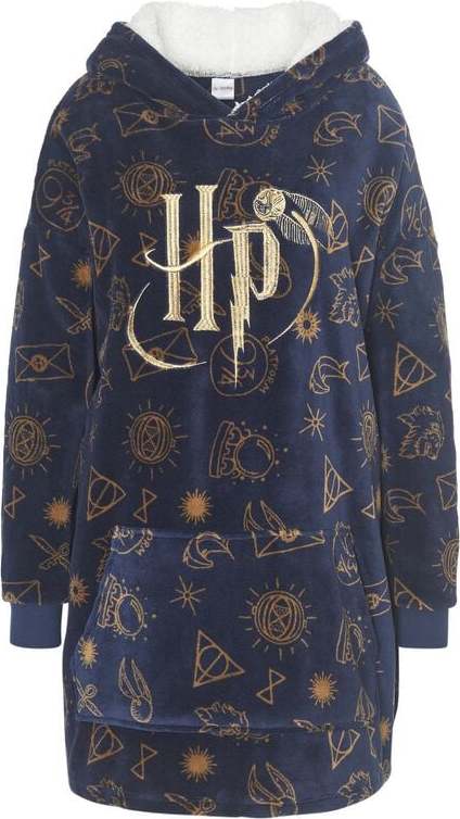 Harry Potter Oversized zimní mikina Harry Potter Mikina s kapucí modrá - Merchstore.cz