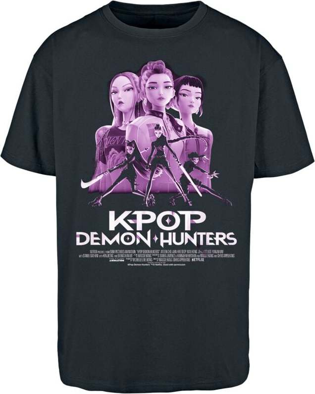 KPop Demon Hunters Huntrix Billboard Poster Tričko černá - Merchstore.cz