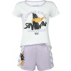 Looney Tunes Daffy Duck - I Don't Care pyžama bílá / fialová - Merchstore.cz