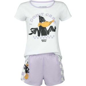Looney Tunes Daffy Duck - I Don't Care pyžama bílá / fialová - Merchstore.cz