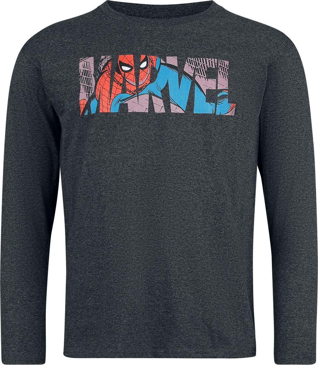 Marvel Spider Man Spider Man Window Tričko s dlouhým rukávem tmavě prošedivělá - Merchstore.cz