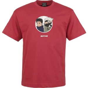 Naruto Kakashi and Obito - Oversize Tričko červená - Merchstore.cz