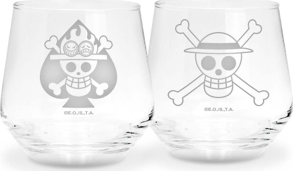 One Piece Ruffy & Ace sada sklenicek průhledný - Merchstore.cz