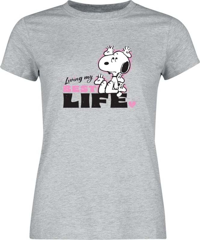 Peanuts Living My Best Life Dámské tričko prošedivelá - Merchstore.cz