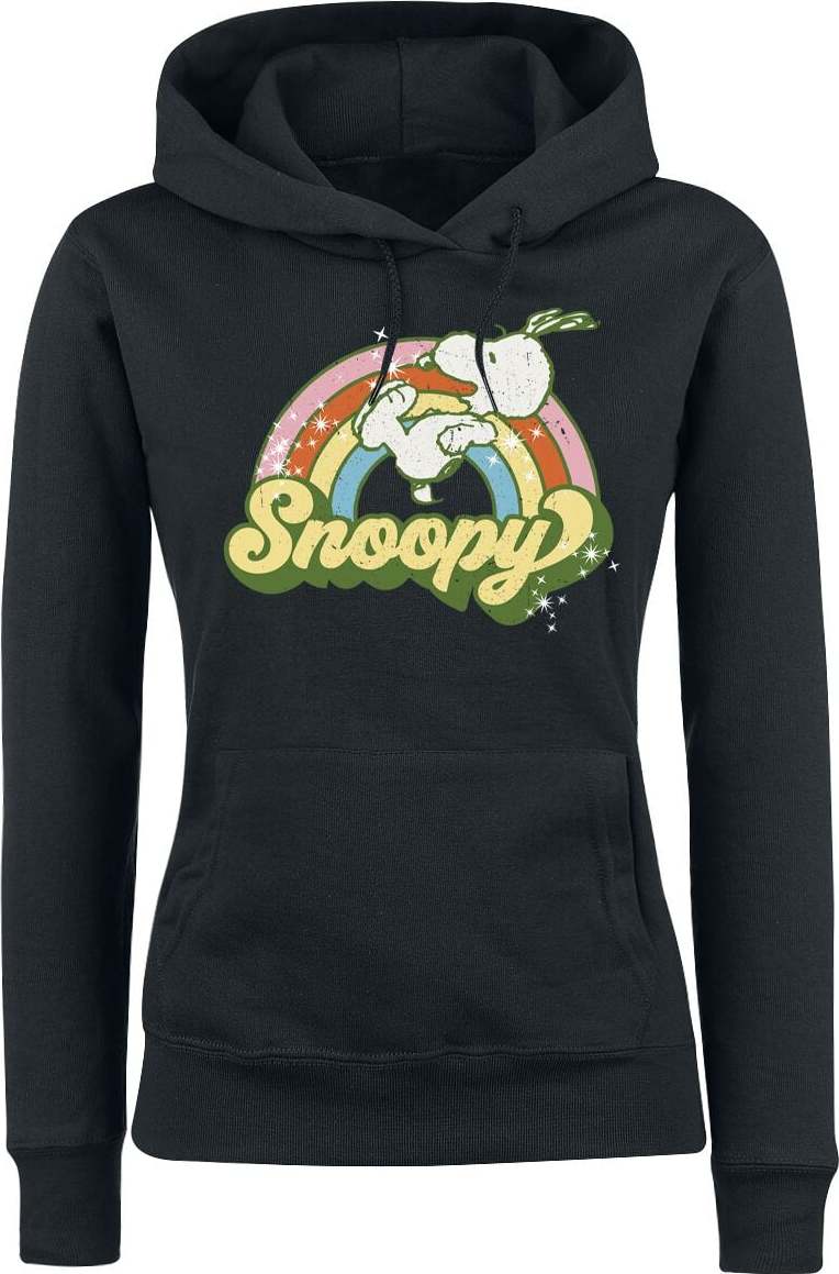 Peanuts Rainbow Snoopy Mikina s kapucí černá - Merchstore.cz