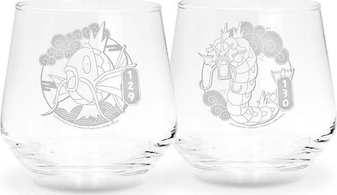 Pokémon Magikarp & Gyarados sada sklenicek průhledný - Merchstore.cz