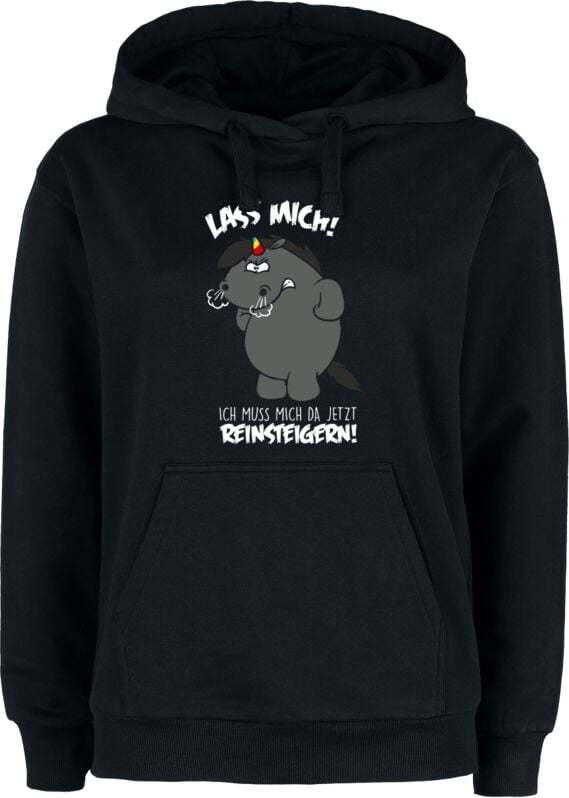 Pummeleinhorn Lass mich! Ich muss mich da jetzt reinsteigern! Dámská mikina s kapucí černá - Merchstore.cz
