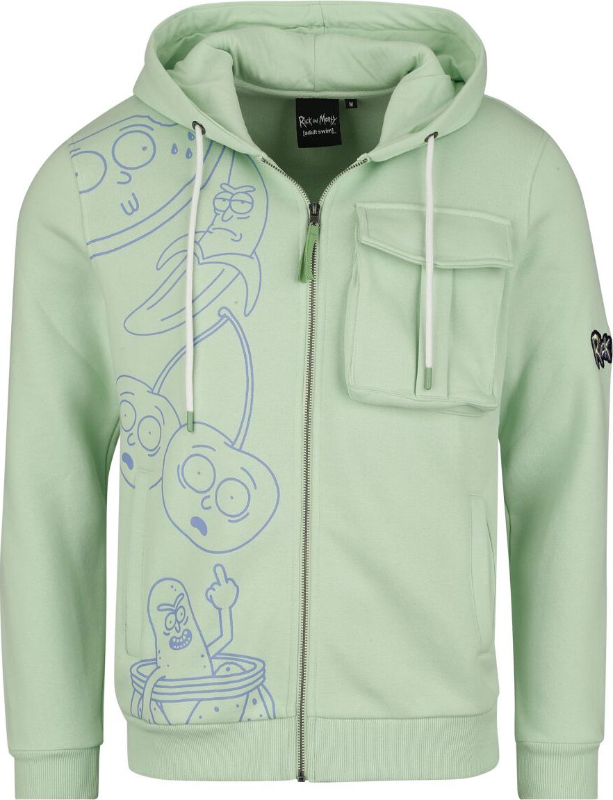 Rick And Morty Fruity Mikina s kapucí na zip svetle zelená - Merchstore.cz