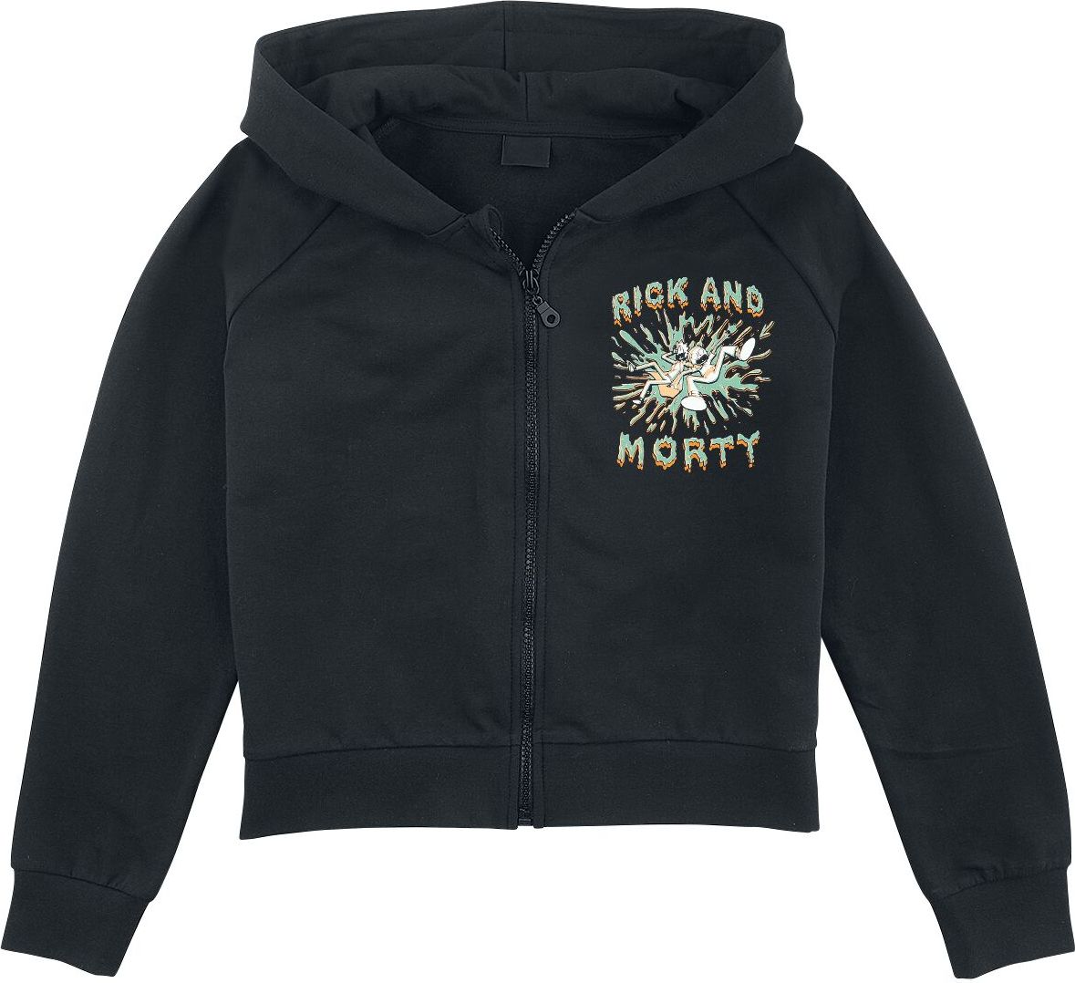 Rick And Morty Kids - Splash detská mikina s kapucí na zip černá - Merchstore.cz