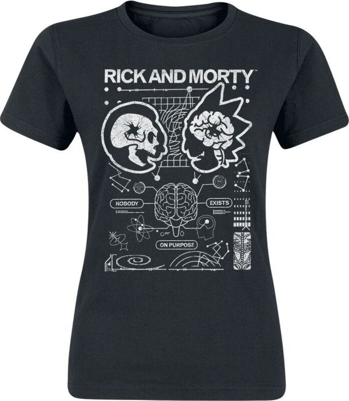 Rick And Morty Nobody Exists On Purpose Dámské tričko černá - Merchstore.cz