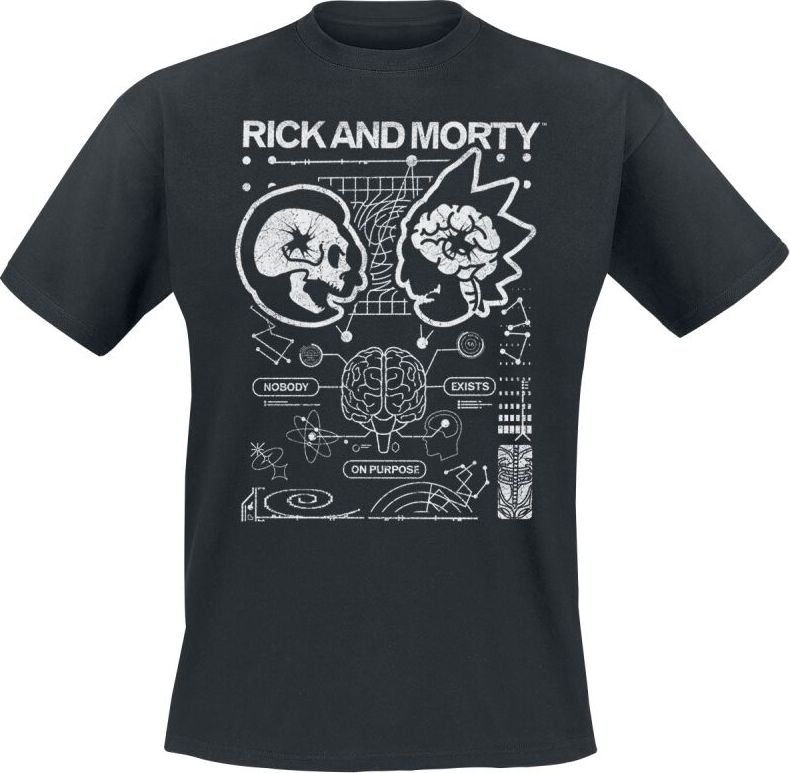 Rick And Morty Rick and Morty - Nobody Exists On Purpose Tričko černá - Merchstore.cz