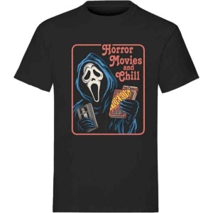 Scream (Film) Ghostface - Horror Movie And Chill Tričko černá - Merchstore.cz