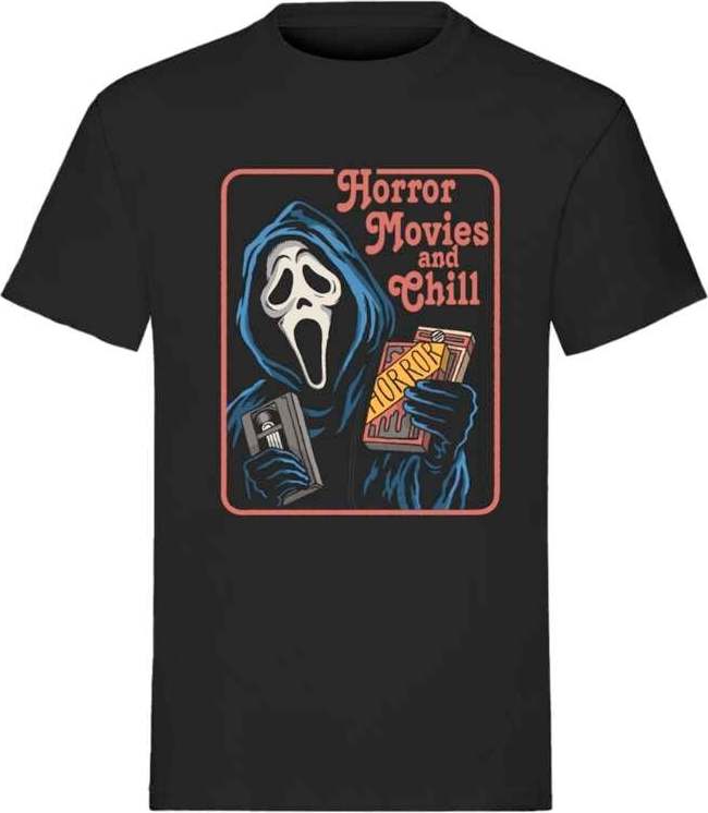 Scream (Film) Ghostface - Horror Movie And Chill Tričko černá - Merchstore.cz