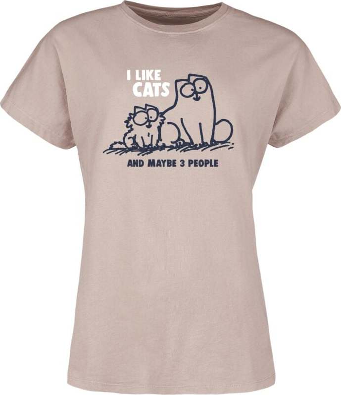 Simon's Cat I Like Cats And Maybe 3 People Dámské tričko starorůžová - Merchstore.cz