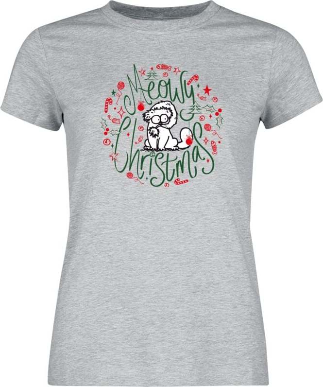 Simon's Cat Meowy Christmas Dámské tričko prošedivelá - Merchstore.cz