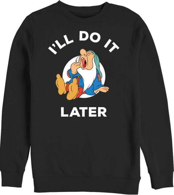 Sněhurka a sedm trpaslíků Do it later Mikina černá - Merchstore.cz