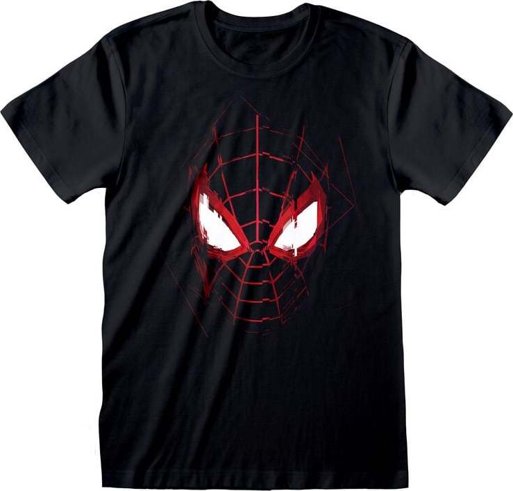 Spider-Man Spiderman Miles Morales Mask Glitch Tričko černá - Merchstore.cz