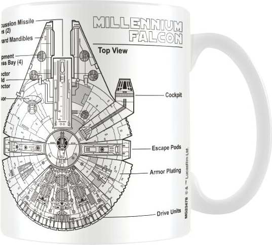 Star Wars Millennium Falcon Sketch Hrnek bílá - Merchstore.cz