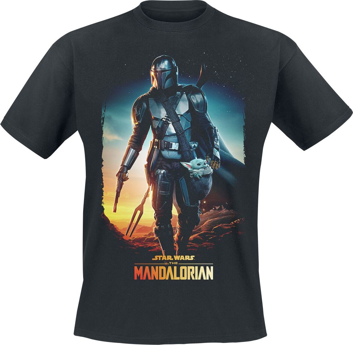 Star Wars The Mandalorian - Through the Galaxy Tričko černá - Merchstore.cz