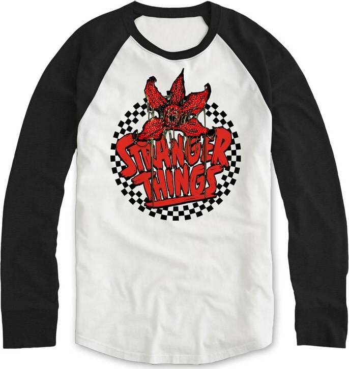 Stranger Things Checkered Circle Tričko s dlouhým rukávem bílá/cerná - Merchstore.cz