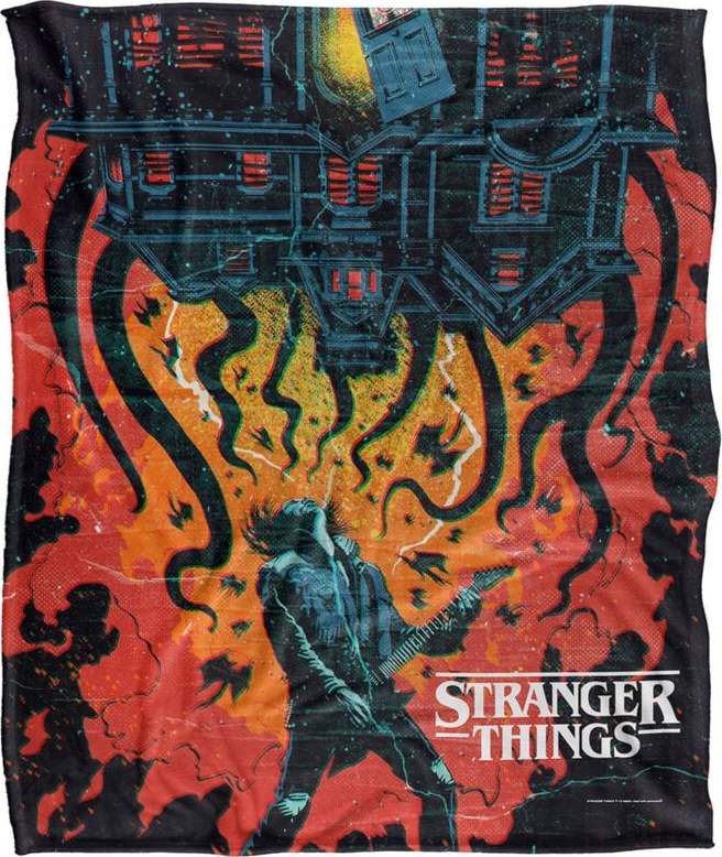 Stranger Things Flísová deka Season 5 - Eddie Munson Upside Down Creep House Flísová deka vícebarevný - Merchstore.cz