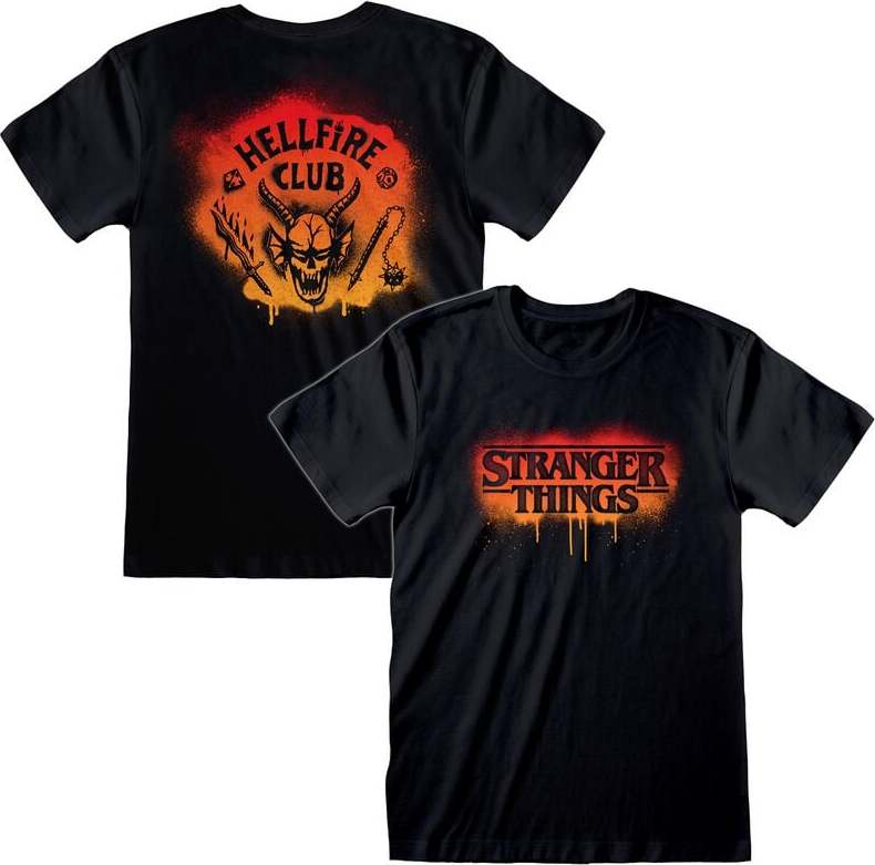 Stranger Things Spray Paint Hellfire Tričko černá - Merchstore.cz