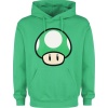 Super Mario 1 - Up Mushroom Mikina s kapucí zelená - Merchstore.cz
