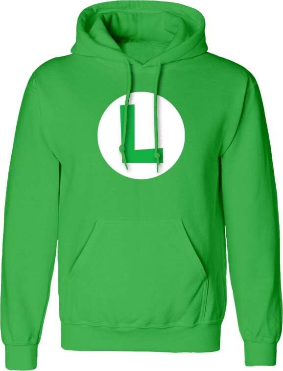 Super Mario Luigi Badge Mikina s kapucí zelená - Merchstore.cz