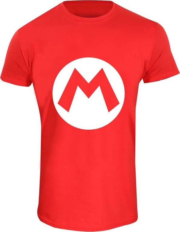 Super Mario Mario Badge Tričko červená - Merchstore.cz